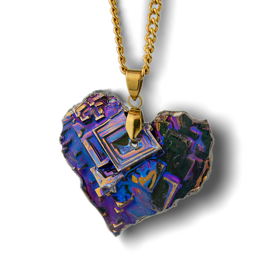 Bismuth heart in a necklace